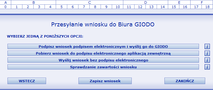 zostanie wyświetlony odpowiedni komunikat. 2. Wskazad DALEJ. Wysyłka 1. Przed wysyłką należy zapisad wniosek na dysk, celem ewentualnego wykorzystania przy zgłaszaniu zamian.