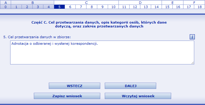 C5 Cel przetwarzania danych 1. Należy podad/opisad cel przetwarzania danych. 2.