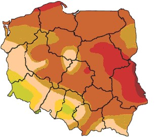 Rozkład usłonecznienia w Polsce