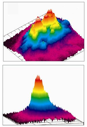 Jonizacja próbki lasery używane w technice MALDI Nitrogen laser: pro: well structured energy profile