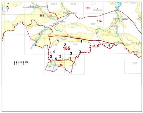 Rysunek 4. Lokalizacja JCWPd nr 155 Tabela 1. Ogólna charakterystyka geologiczna i hydrogeologiczna JCWPd nr 155 Nr JCWPd Pow.