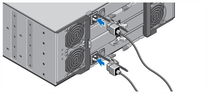 Podłączanie kabli zasilania Rysunek 4. Podłączanie kabli zasilania Podłącz kable zasilania do systemu.