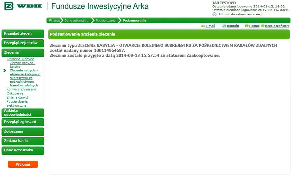 Ważne: aby bezpiecznie zakończyć korzystanie z Arka Online, zawsze korzystaj z przycisku Usługi telefoniczne Usługi telefoniczne zapewniają dostęp do Funduszu Arka w prosty, szybki sposób,