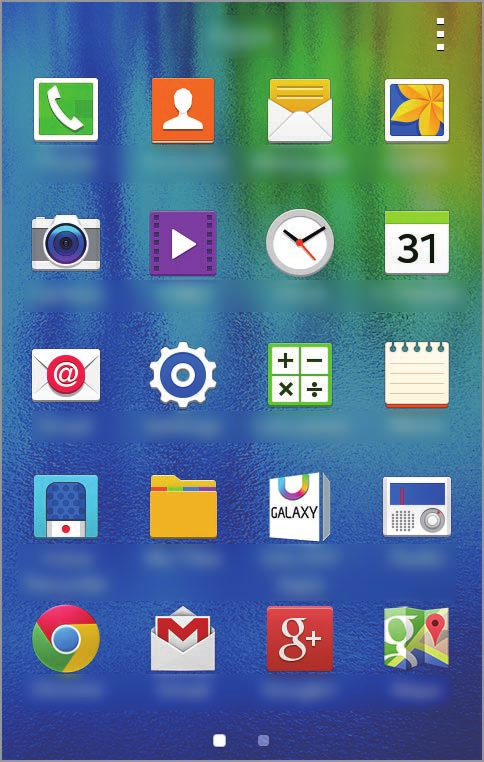 Podstawowe informacje Ekran aplikacji Na ekranie aplikacji wyświetlane są ikony aplikacji, w tym także nowo zainstalowanych aplikacji. Na ekranie startowym dotknij, aby otworzyć ekran aplikacji.