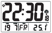 Ten proces może zająć od 3 do 5 minut (symbol DCF miga): Jak tylko sygnał DCF zostanie odebrany, czas i data zostaną ustawione automatycznie, a na wyświetlaczu pojawi się symbol DCF.