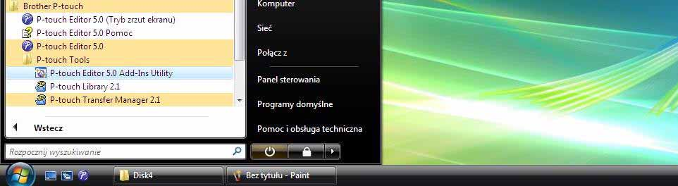 za pomocą innych aplikacji Jeżeli podczas instalacji oprogramowania zostanie wybrana funkcja Add-In, ikona P-touch zostanie automatycznie dodana do paska narzędzi programów Microsoft Word, Excel i