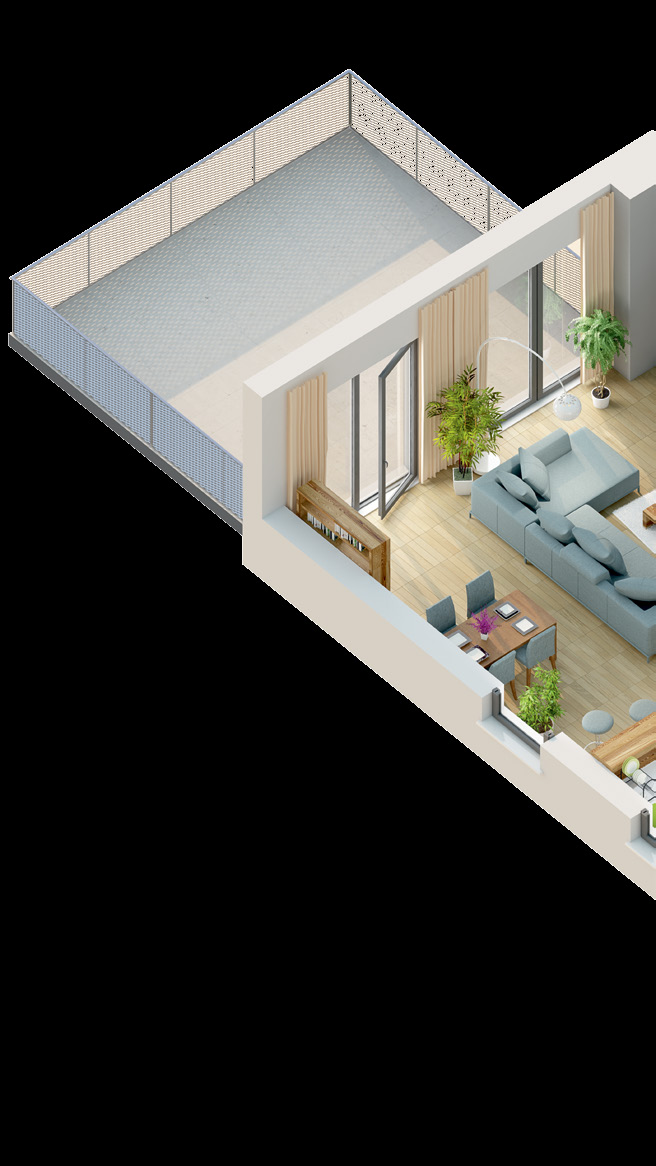 Funkcjonalne dla rodziny 93,63 m 2 Mieszkanie 4-pokojowe to atrakcyjne rozwiązanie dla rodzin z dziećmi.