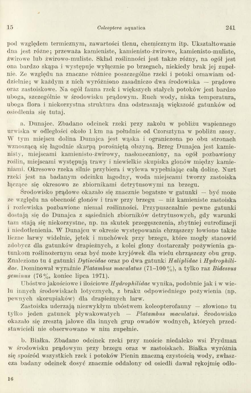 15 Goleoptera aquatica 241 pod względem term icznym, zawartości tlenn, chemicznym itp.