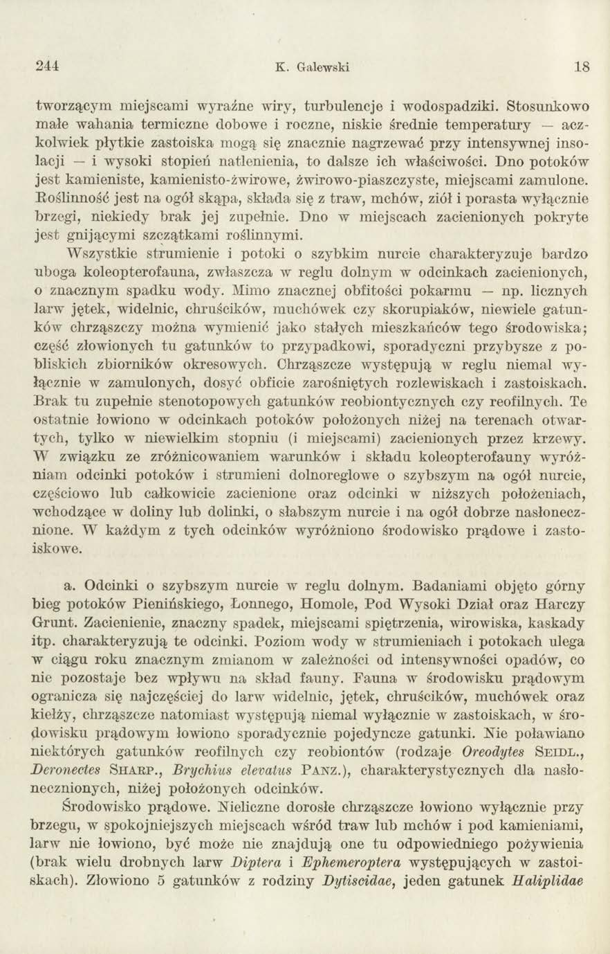 244 K. Galewski 18 tw orzącym miejscami wyraźne wiry, turbulencje i wodospadziki.