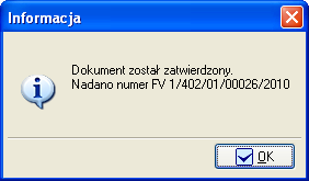 Jeśli wszystkie dane są poprawne naleŝy zatwierdzić fakturę klikając.