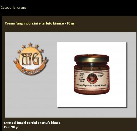 PASTY KREMOWE Z TARTUFO BIAŁYM SZLACHETNYM Składniki to;grzyby prawdziwki oraz tarufo białe.