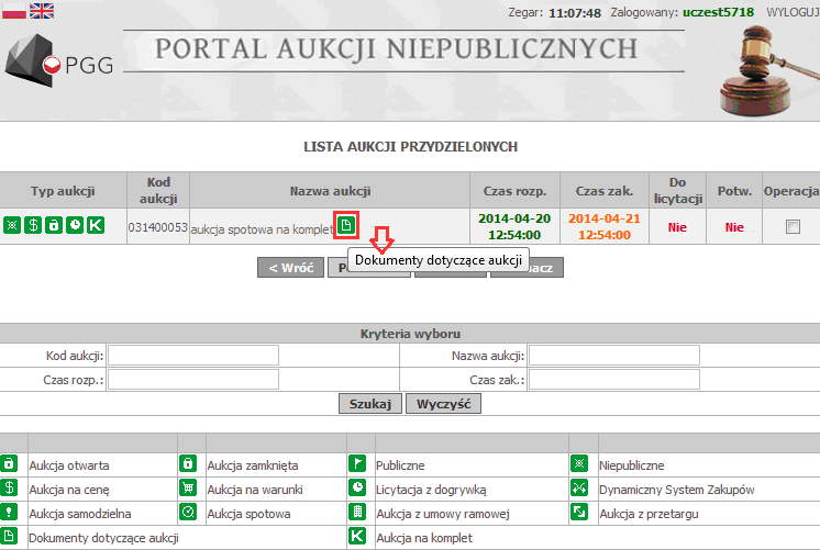 2. Opis postępowania dla uczestników aukcji spotowych na komplety Celem aukcji spotowej na komplet jest wyłonienie wykonawcy, którego oferta na całość zadania, a nie poszczególne pozycje jest