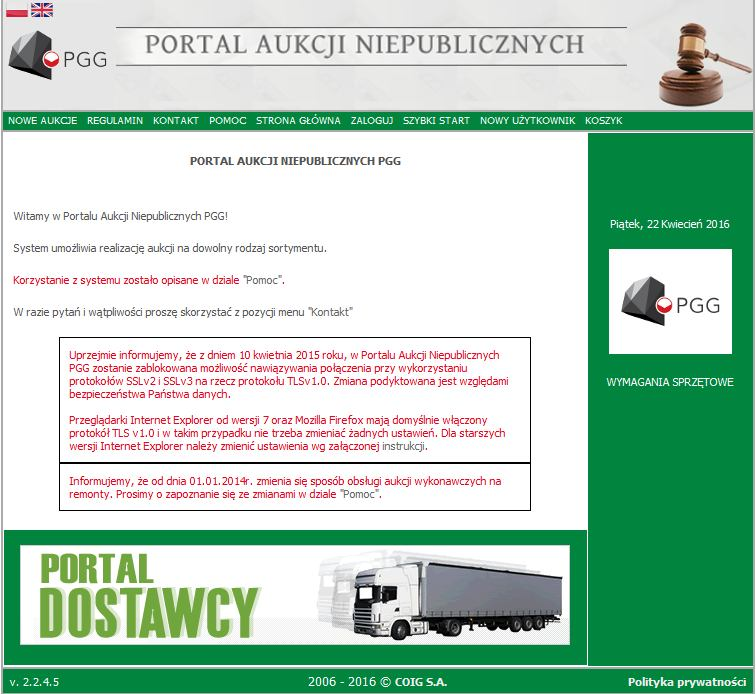 1. Opis postępowania dla uczestników aukcji spotowych Aby przystąpić do aukcji elektronicznej, należy wejść na stronę portalu aukcyjnego, który znajduje się pod adresem