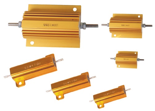 REZYSTORY DRUTOWE MOCY W ALUMINIOWEJ OBUDOWIE (SERIA AH) ALUMINUM HOUSED WIRE WOUND RESISTORS (AH SERIES) Standardowa specyfikacja elektryczna Standard electrical specification e Moc Wattage rating