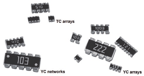 DRABINkI REZYSTOROWE SMD (SERIA YC-TC) CHIP RESISTOR NETWORkS AND ARRAYS (YC-TC SERIES) Cechy Features Zintegrowane dyskretne rezystory smd (od 2 do 8 szt.