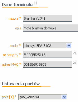 seryjny - (eng. serial number) wprowadź numer seryjny, który znajduje się na odwrocie bramki. adres MAC - wprowadź adres MAC, który znajduje się na odwrocie bramki.