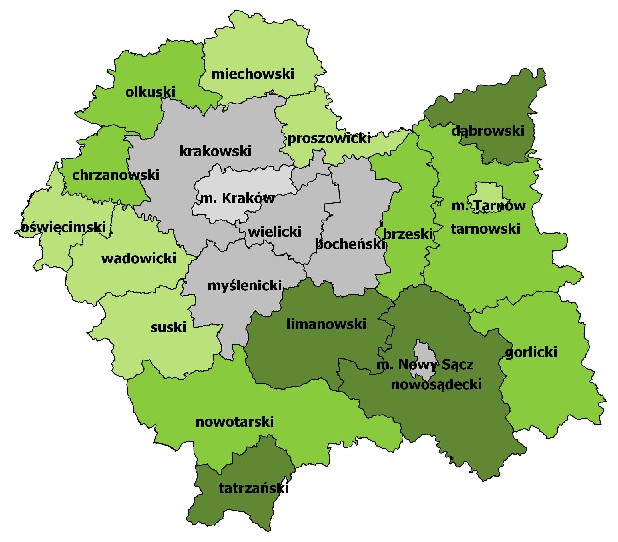 Mapa 1 Przestrzenne zróżnicowanie