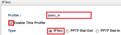 1. Konfiguracja serwera VPN (Vigor2960) Przejdź do zakładki VPN and Remote Accessny>>VPN Profiles. Kliknij przycisk Add(Dodaj). Wpisz nazwę profilu.