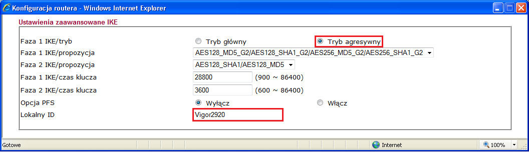 Konfiguracja części Adresacja i routing oraz NAT wewnątrz