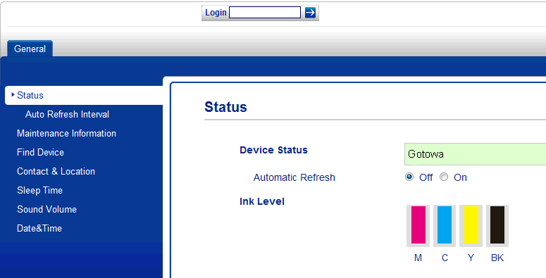 Funkcje zabezpieczeń c Wprowadź hasło w polu Login. (Jest to hasło wymagane do zalogowania się na stronę WWW urządzenia, a nie hasło administratora dla funkcji Secure Function Lock (Blokada funkcji)).