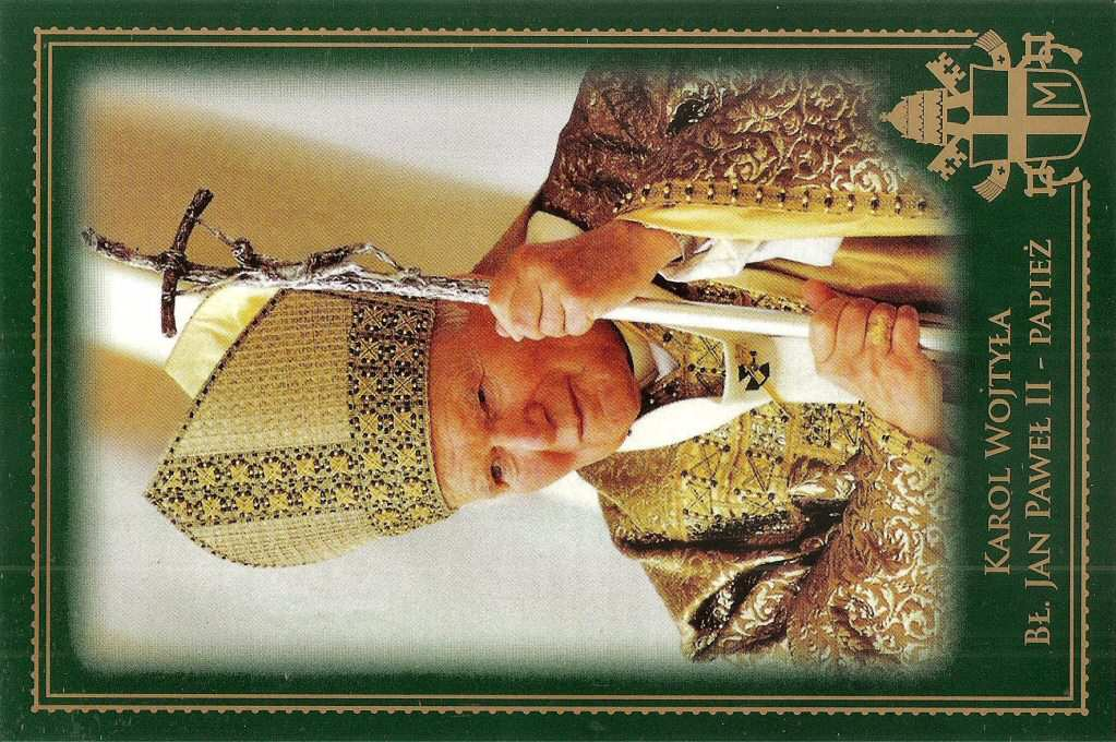 Na rewersie: Modlitwa o łaski za wstawiennictwem Błogosławionego Papieża Jana Pawła II. r. rewers widokówki jak Nnx-28r
