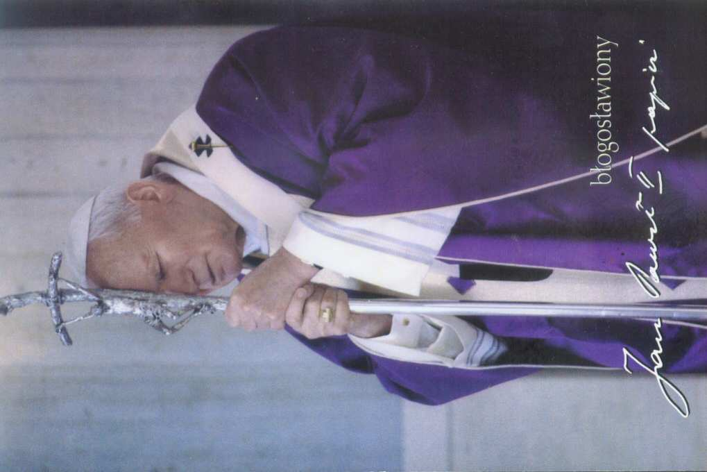 błogosławiony Jan Paweł II papież.  ludu,. r. rewers widokówki jak Nnx-37r
