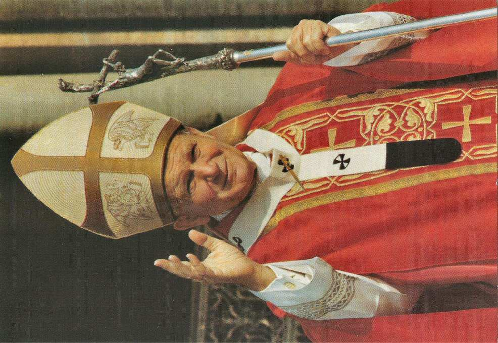 Treść przesłania: Zbliża się Niedziela Miłosierdzia Bożego. Jan Paweł II. WITKM. r. rewers widokówki Nnx-64.