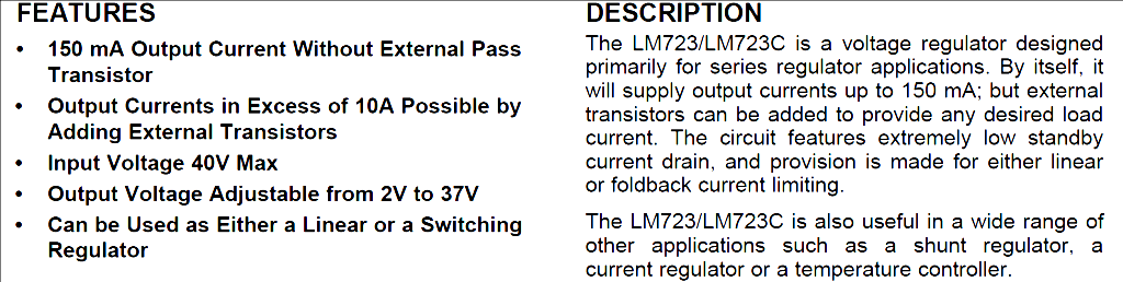 PODSTWOWE INFORMCJE O UKŁDZIE SONYM TYPU LM723 FREQUENCY COMPENSTION c TEMPERTURE COMPENSTED ZENER OLTGE REFERENCE MPLIFIER ref in(-) in(+) MPLIFIER CURRENT LIMITER SERIES PSS TRNSISTOR out z -