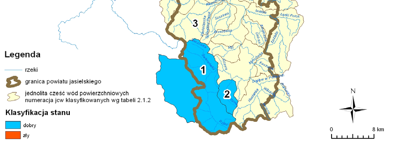 Wszystkie jednolite części wód powierzchniowych, monitorowane na terenie powiatu jasielskiego w latach 2010-2012, położone są na obszarach chronionych, wymagających szczególnej ochrony w celu ochrony