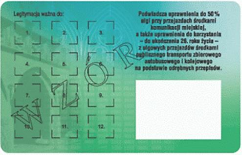 Wzór nr 23(1) do 34 i 44 WZÓR ELEKTRONICZNEJ LEGITYMACJI STUDENCKIEJ Opis: 1.