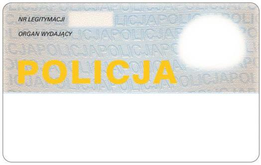Wzór nr 5 do 33 SŁUŻBOWEJ POLICJANTA WZÓR LEGITYMACJI 1) tło w kolorze beżowo-niebieskim z napisami POLICJA; 2) w górnej części dokumentu nazwa jednostki organizacyjnej Policji, w której policjant