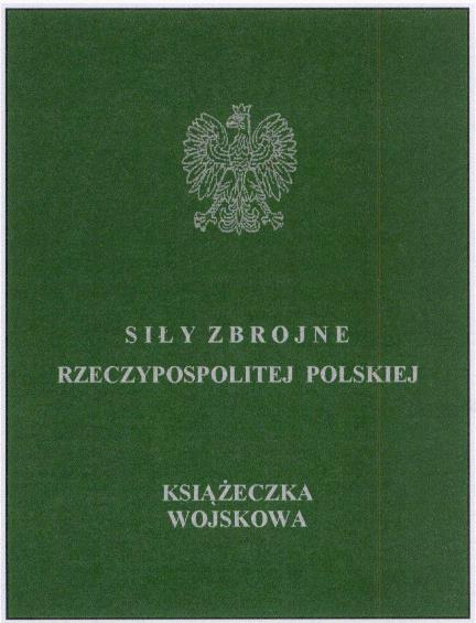 Wzór nr 12(1) do 33 i 35 WZÓR KSIĄŻECZKI WOJSKOWEJ Książeczka wojskowa składa się z dwudziestu stron wraz z okładką o wymiarach 65 mm x 95 mm.