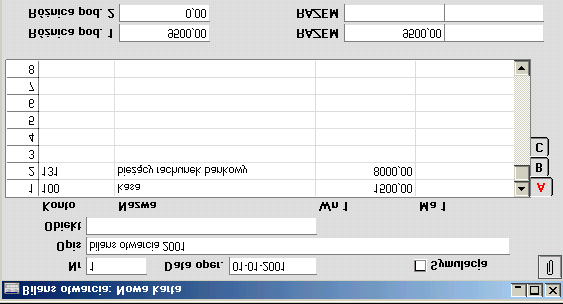 Bilans Otwarcia W tej kartotece wprowadza się bilansy otwarcia dla poszczególnych kont. Wygląd kartoteki i jej działanie są zbliżone do wyglądu i działania kartotek Operacji i Symulacji. 1.