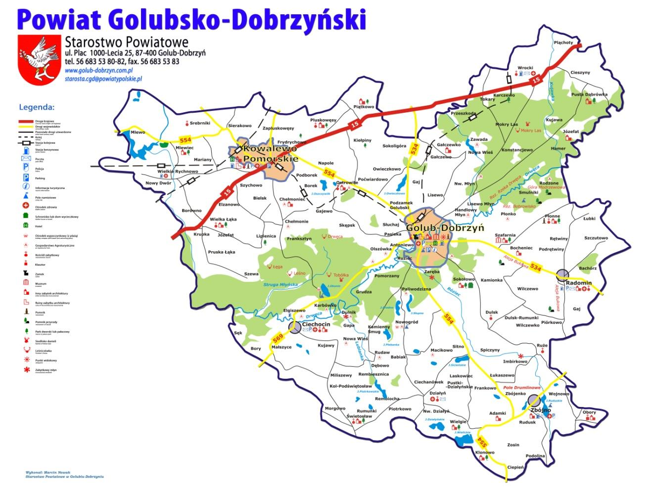Obszar powiatu jest ubogi w ścieżki rowerowe i ciągi pieszo-rowerowe.