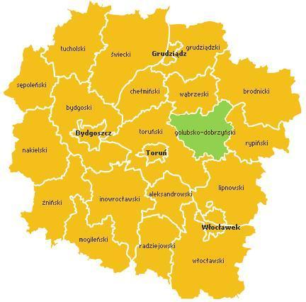 CHARAKTERYSTYKA OBSZARU UWZGLĘDNIAJĄCA BEZPOŚREDNIE SĄSIEDZTWO, A TAKŻE ODZWIERCIEDLENIE OBSZARU NA TLE WOJEWÓDZTWA Powierzchnia Obszaru Rozwoju Społeczno-Gospodarczego Powiatu Golubsko-skiego wynosi