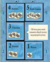 Każdy z graczy otrzymuje po jednej karcie z surowcem z każdego pola planszy graniczącego z jego miastem. Rozgrywkę rozpoczyna ten, kto jako ostatni umieścił na planszy swoje miasto.