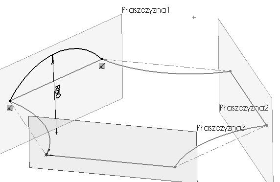 Utworzenie szkicu na płaszczyźnie 1 wg parametrów