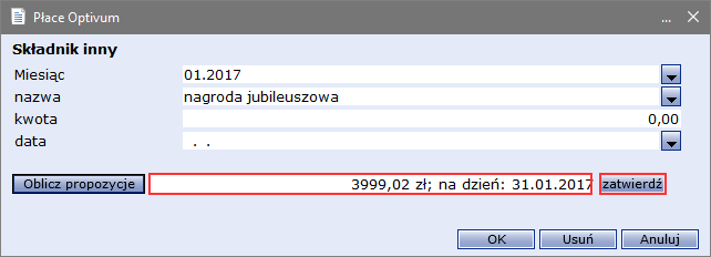 jubileuszową? 5/7 Pola kwota i data zostaną wypełnione. 12. Zamknij okno, klikając przycisk OK.