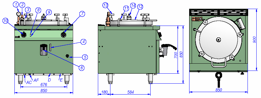 MPE9-10 BM,MPE9-15 BM MPE9-10 BM S, MPE9-15 BM S 1: manometr 2 zawor bezp.