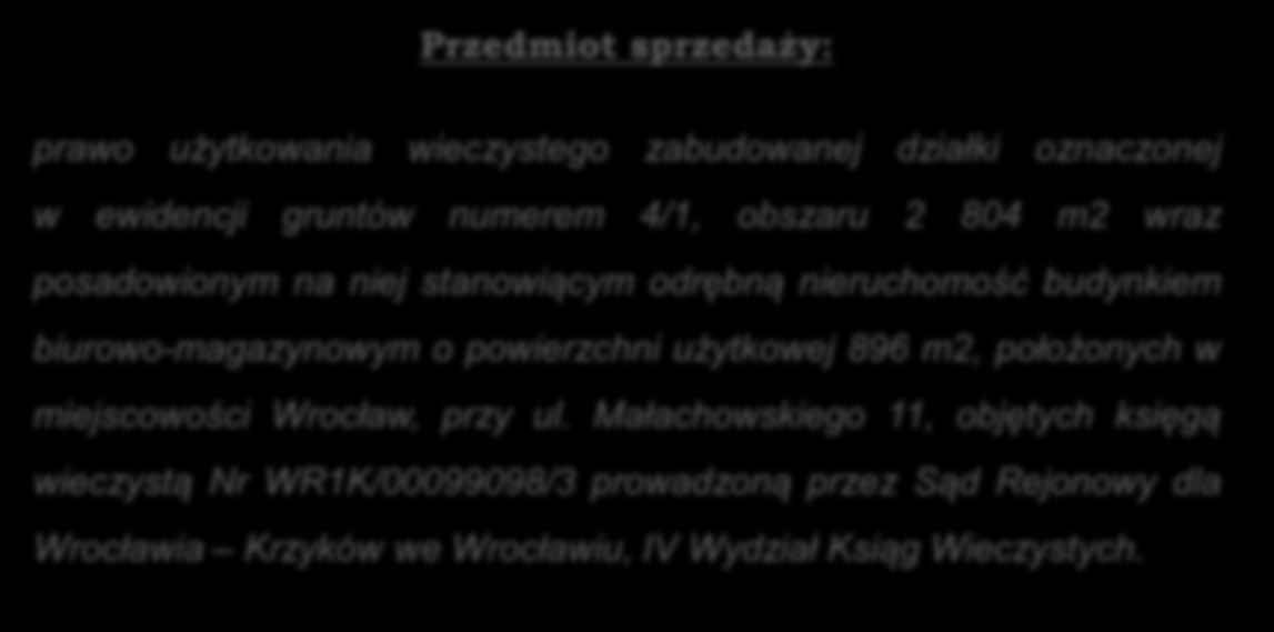 Przedmiot sprzedaży: prawo użytkowania