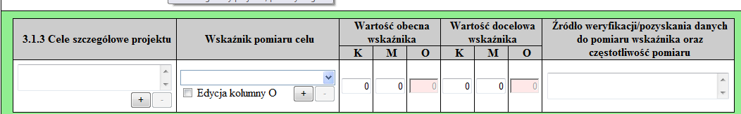 Cele projektu w przypadku lokalnych inicjatyw