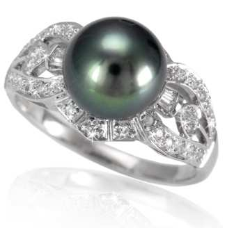 Diamenty: 14 szt, ~0,049 ct T04 RT1-100B-WG14D-ES Perła Tahiti 9-10
