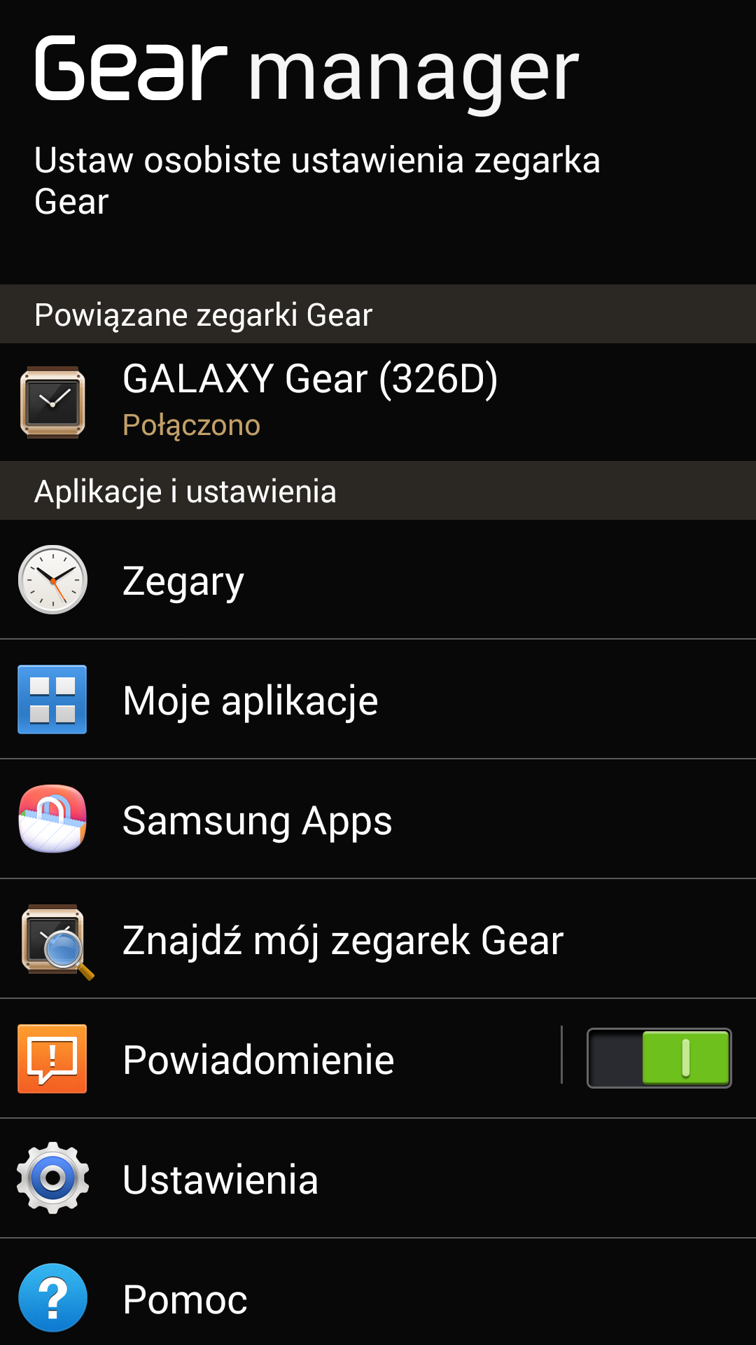 funkcją jest zarządzanie naszym zegarkiem, standardowymi usługami oraz instalowanie na nim dodatkowych aplikacji.