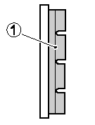 (1) graniczna linia zużycia Po wymianie klocków hamulcowych jazdę można rozpocząć dopiero po kilkukrotnym naciśnięciu dźwigni i pedału hamulca, w celu ułożenia się klocków oraz osiągnięcia
