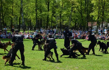współpraca zakładu z innymi podmiotami Policji, na zasadach honorowego uczestnictwa, biorą udział przewodnicy psów ze Straży Granicznej, Żandarmerii Wojskowej oraz Straży Ochrony Kolei.