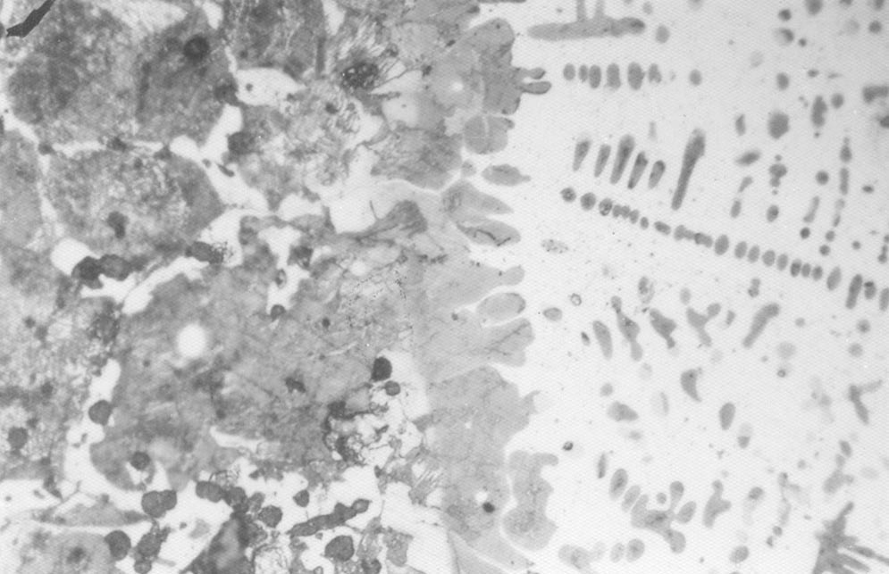 Typical structure of primary remelted layer of grey cast iron, GJL - 200 (Etched with 3 [%] nital, magnification 250:1). Rys.