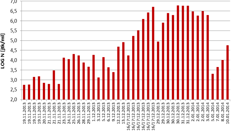 Wyniki analiz mikrobiologicznych : termofile Zestawienie ilości