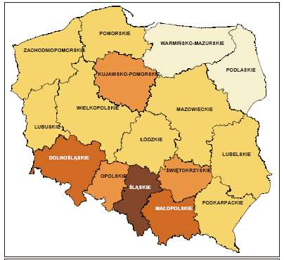 Jednostki NUTS na terytorium Polski NUTS 1 - makroregiony (grupujące województwa) (6) NUTS 2 - regiony (województwa) (16) NUTS 3 -