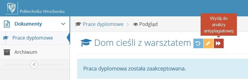 Krok 1. Akceptacja treści pracy Prace dyplomowe widoczne na liście posiadają różne statusy informujące użytkownika o etapie w procesie obiegu pracy w ASAP, na którym się znajdują.