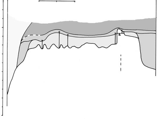 Stabilizacja erozji wg³êbnej i jej wp³yw na morfologiê powierzchni... 659 Fig. 5. Przekrój geologiczny I I (lokalizacja Fig.